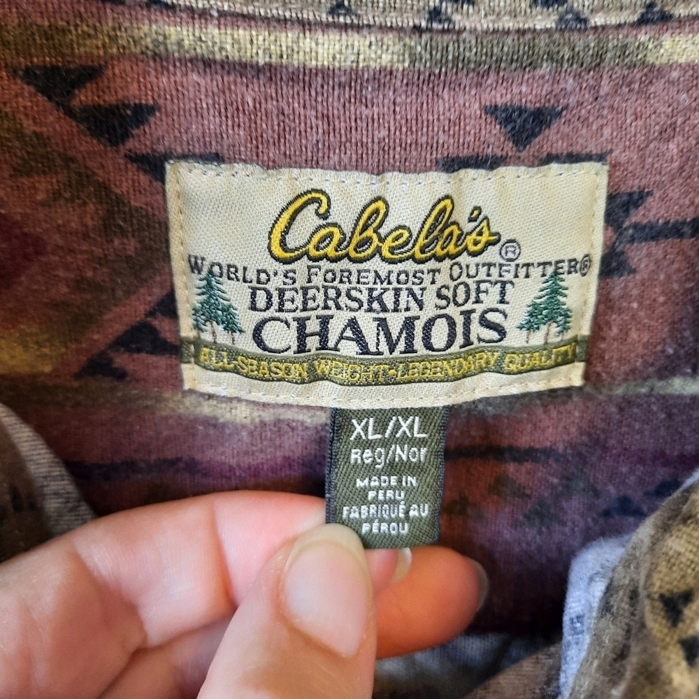 Cabela's Deerskin Soft Chamois flannel aztec button down flannel shirt size XL - Picture 12 of 12
